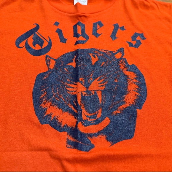Vintage MLB Detroit Tigers Orange & Blue Single-Stitch T-Shirt (Medium) - Picture 3 of 9